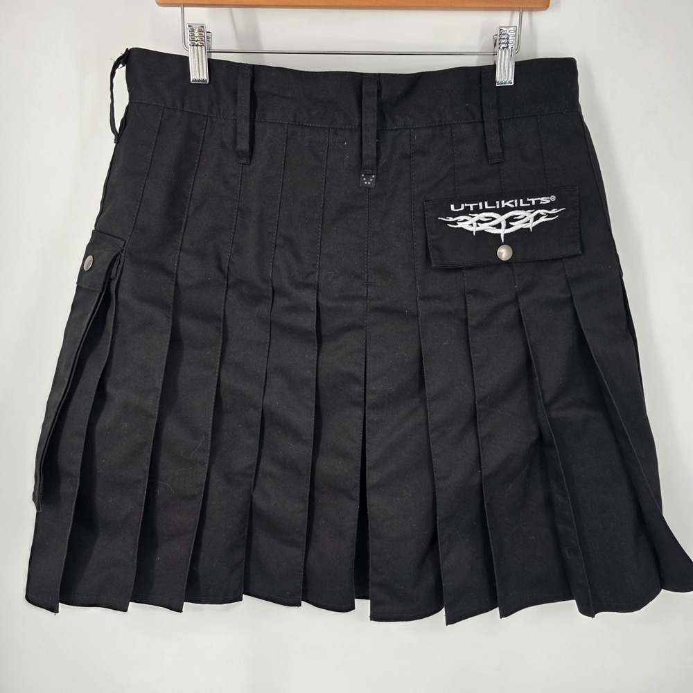 Utilikilts‎ The Mocker Utility Kilt Mens 37 Black Pleated Cargo Pocket Tactical